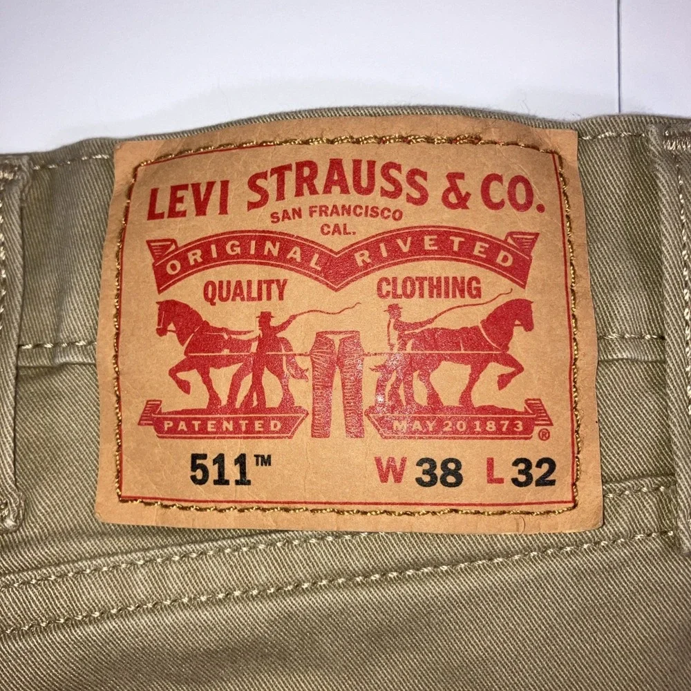 Levis 511 Pants Mens‎ 38x32 (39.5x27.5 Actual) Slim Fit Khaki Tech Stretch